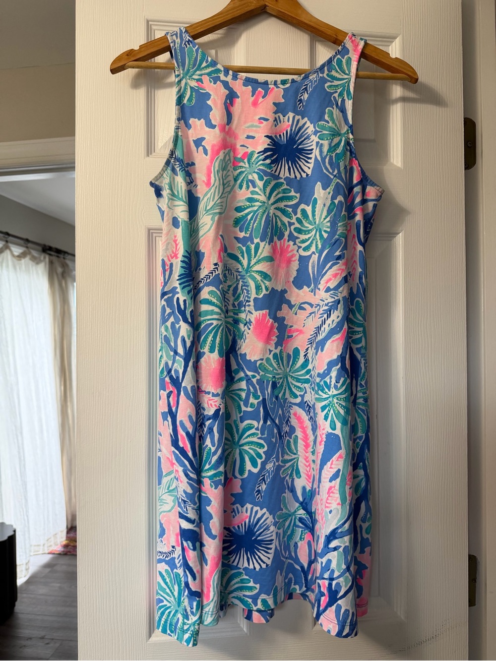 Lilly Pulitzer Blue, Pink & Green Coral Mini Kristen Swing Dress
